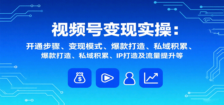 视频号变现实操，含开通步骤、变现模式、爆款打造、私域积累、IP打造及流量提升等| 网创圈