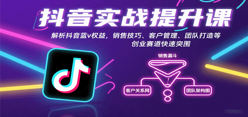 抖音实战提升课：解析抖音蓝v权益，销售技巧、客户管理、团队打造等创业赛道快速突围| 网创圈