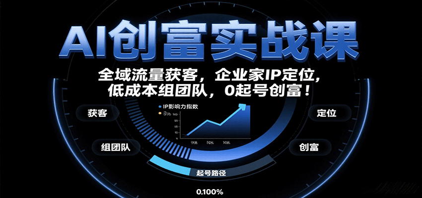 AI创富实战课：企业家IP定位，全域流量获客，低成本组团队，0起号创富！| 网创圈