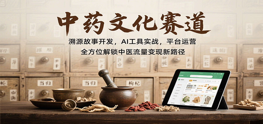 中药文化赛道：溯源故事开发，AI工具实战，平台运营，全方位解锁中医流量变现新路径| 网创圈