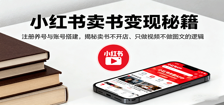 小红书卖书变现秘籍，注册养号与账号搭建，揭秘卖书不开店、只做视频不做图文的逻辑| 网创圈