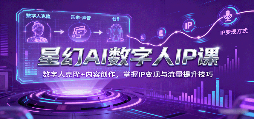 星幻AI数字人IP课，数字人克隆+内容创作，掌握IP变现与流量提升技巧| 网创圈