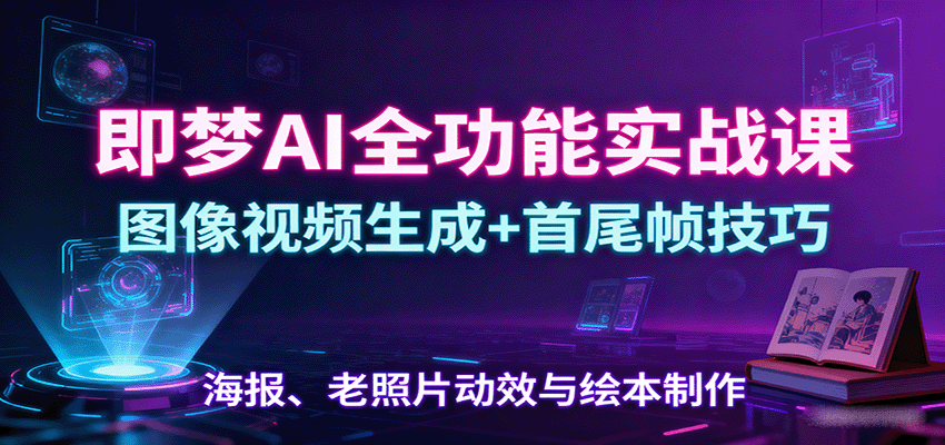 即梦AI全功能实战课：图像视频生成+首尾帧技巧，海报、老照片动效与绘本制作| 网创圈