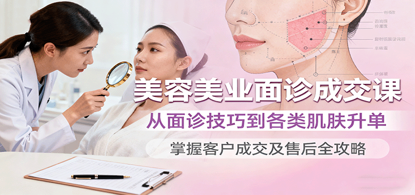 美容美业面诊成交课，从面诊技巧到各类肌肤升单，掌握客户成交及售后全攻略| 网创圈