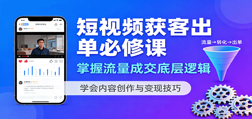短视频获客出单必修课：掌握流量成交底层逻辑，学会内容创作与变现技巧| 网创圈