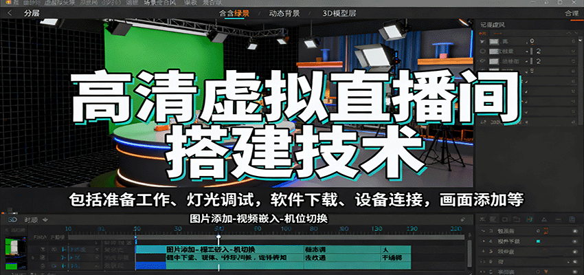 高清虚拟直播间搭建技术，包括准备工作、灯光调试，软件下载、设备连接，画面添加等| 网创圈