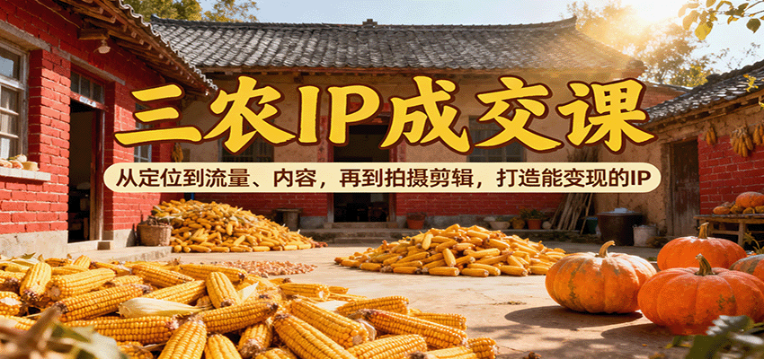三农IP成交课：从定位到流量、内容，再到拍摄剪辑，打造能变现的IP| 网创圈