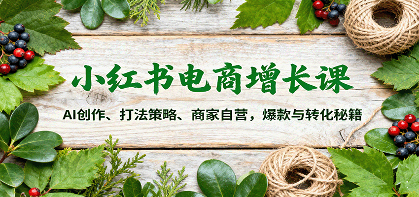 小红书电商增长课：AI创作、打法策略、商家自营，爆款与转化秘籍| 网创圈