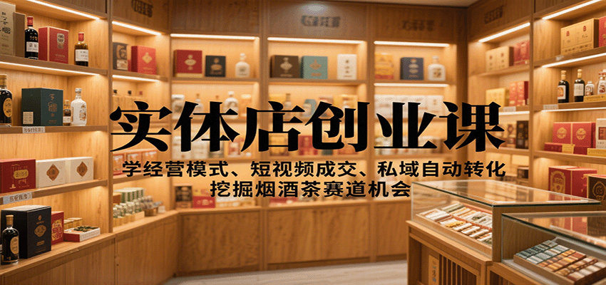 实体店创业课：学经营模式、短视频成交、私域自动转化，挖掘烟酒茶赛道机会| 网创圈