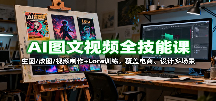 AI图文视频全技能课：生图/改图/视频制作+Lora训练，覆盖电商 、设计多场景| 网创圈