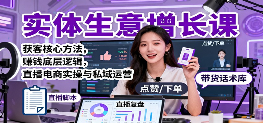 实体生意增长课：获客核心方法，赚钱底层逻辑，直播电商实操与私域运营| 网创圈