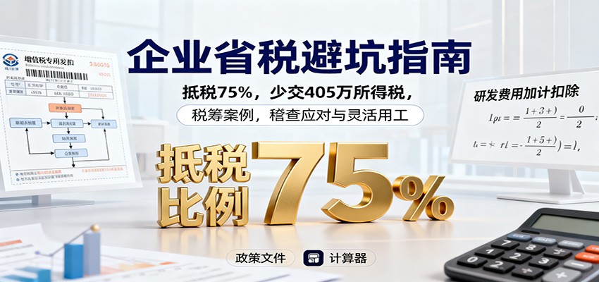 企业省税避坑指南：抵税75%，少交405万所得税，税筹案例，稽查应对与灵活用工| 网创圈