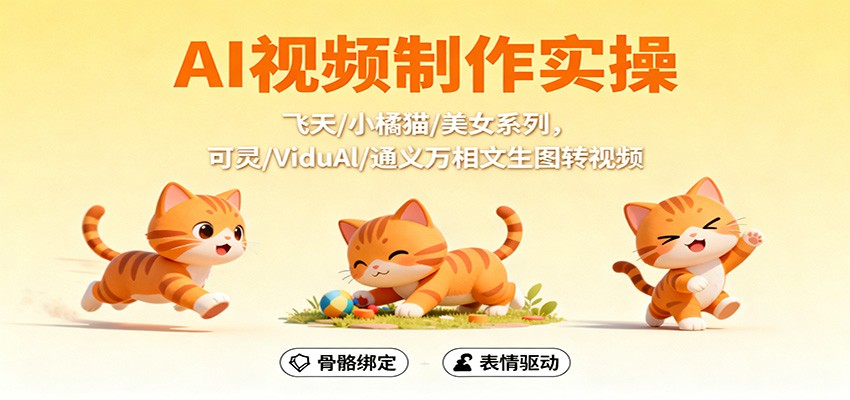 AI视频制作实操，飞天/小橘猫/美女系列，可灵/ViduAl/通义万相文生图转视频| 网创圈