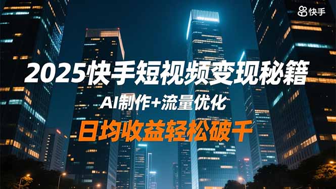 2025快手短视频变现秘籍，AI制作+流量优化，日均收益轻松破千| 网创圈