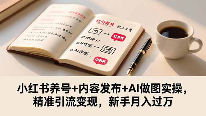 小红书养号+内容发布+AI做图实操，精准引流变现，新手月入过万| 网创圈