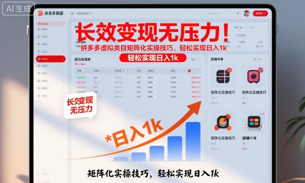 长效变现无压力！拼多多虚拟类目矩阵化实操技巧，轻松实现日入1k【揭秘】| 网创圈
