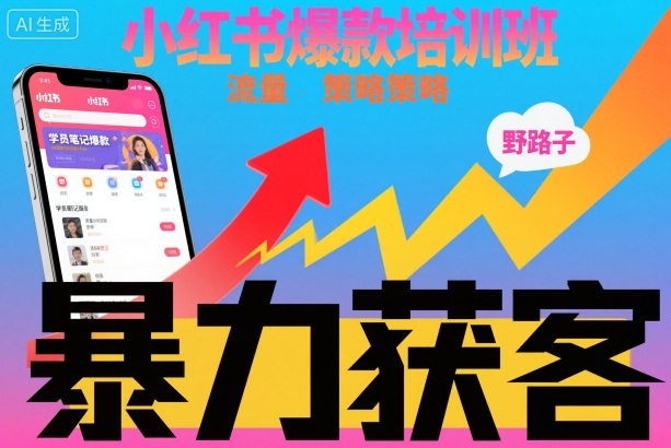 小红书爆款培训班，小红书获客野路子流量打法，暴力持续获客| 网创圈