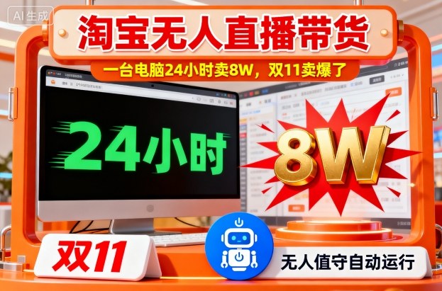 淘宝无人直播带货，一台电脑214小时卖8W，双11卖爆了【揭秘】| 网创圈