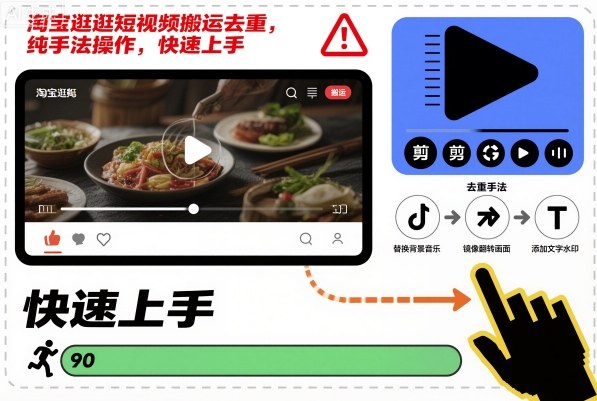 淘宝逛逛短视频搬运去重，纯手法操作，快速上手| 网创圈
