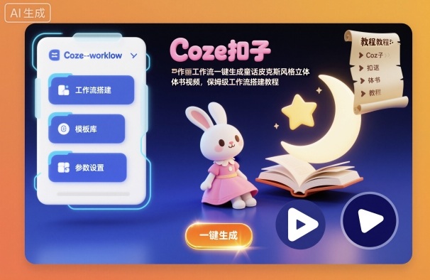 Coze扣子工作流一键生成童话皮克斯风格立体书视频，保姆级工作流搭建教程| 网创圈