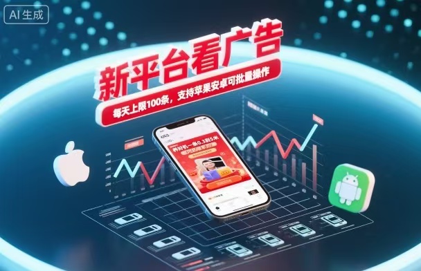 新台看广告，养好机一条5毛到5块，单机日入30到100，支持苹果安卓，可批量操作。| 网创圈