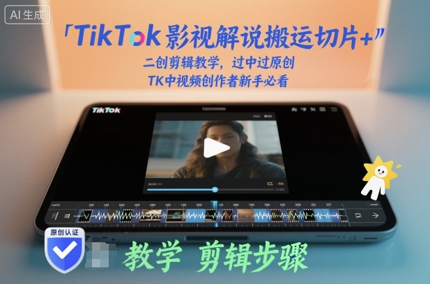 TikTok影视解说搬运切片+二创剪辑教学，过中过原创，TK中视频创作者新手必看| 网创圈