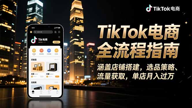 TikTok电商全流程指南，涵盖店铺搭建、选品策略、流量获取，单店月入过万| 网创圈