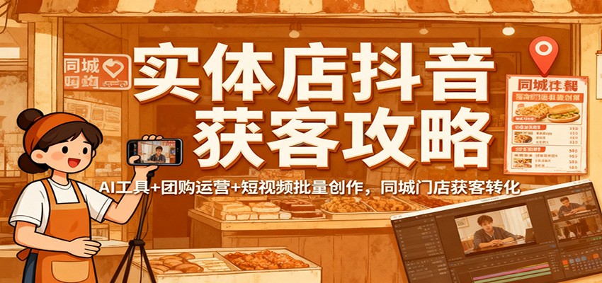 实体店抖音获客攻略：AI工具+团购运营+短视频批量创作，同城门店获客转化| 网创圈