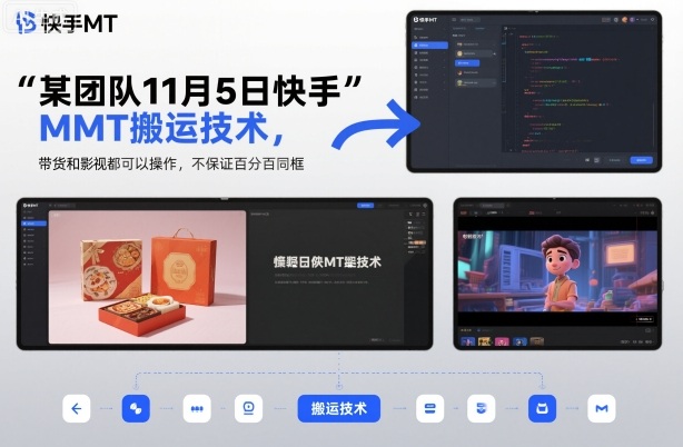 某团队11月5日快手MT搬运技术，带货和影视都可以操作，不保证百分百同框，自测| 网创圈