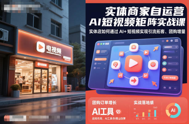 实体商家自运营AI短视频矩阵实战课，实体店如何通过AI+短视频实现引流拓客、团购增量| 网创圈