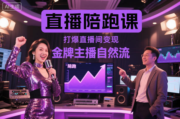 直播陪跑课，金牌主播自然流打爆直播间，复制高变现玩法| 网创圈