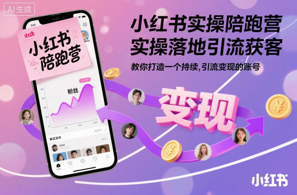 小红书实操陪跑营，实操落地引流获客，教你打造一个持续引流变现的账号| 网创圈