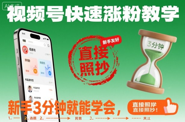 视频号快速涨粉教学，新手3分钟就能学会，直接照抄！| 网创圈