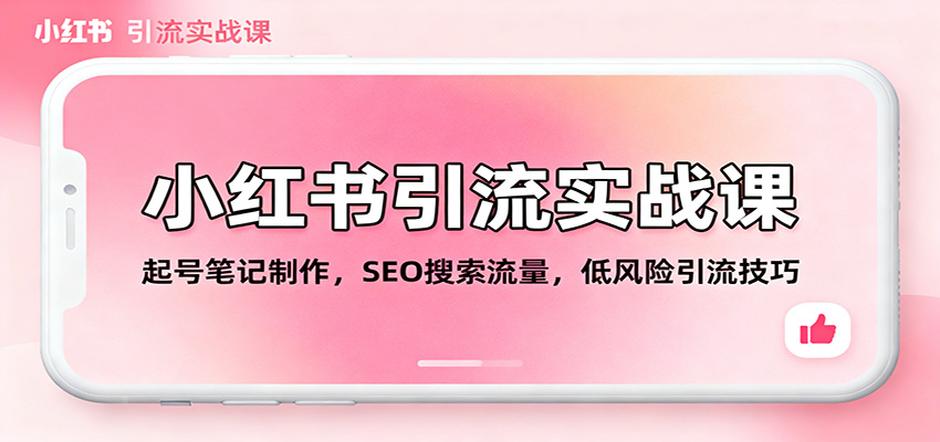 小红书引流实战课：起号笔记制作，SEO搜索流量，低风险引流技巧| 网创圈