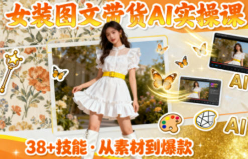 女装图文带货的AI实操课，覆盖38个实用技能，快速提升素材制作效率| 网创圈