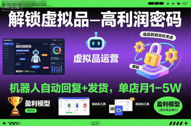 解锁虚拟品高利润密码：机器人自动回复+发货，单店月1-5W【揭秘】| 网创圈