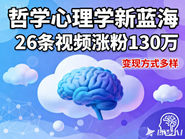 短视频新蓝海，哲学心理学赛道，26条视频涨粉130W，变现方式多样| 网创圈