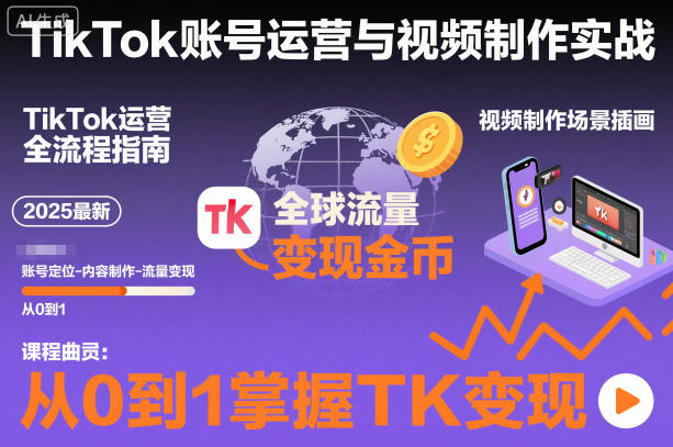 2025最新TikTok账号运营与视频制作实战全流程，从0到1掌握TK变现(含11月最新TK搬运技术)| 网创圈