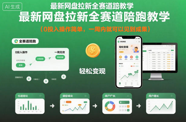 最新网盘拉新全赛道陪跑教学，0投入操作简单，一周内就可以见到成果| 网创圈