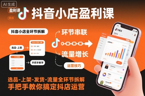 抖音小店盈利课-选品-上架-发货-流量全环节拆解，手把手教你搞定抖店运营| 网创圈