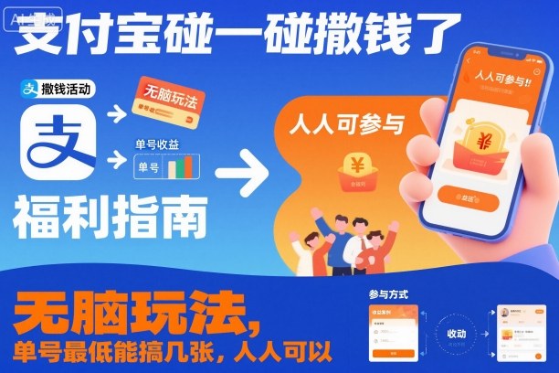 支付宝碰一碰撒钱了，无脑玩法，单号最低能搞几张，人人可以撸【揭秘】| 网创圈