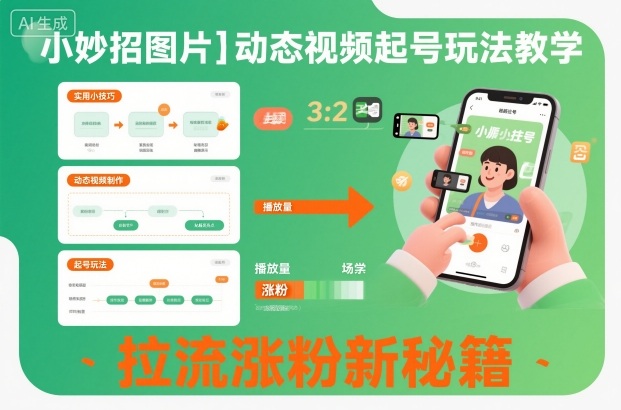 小妙招图片＋动态视频起号玩法教学，拉流涨粉新秘籍| 网创圈