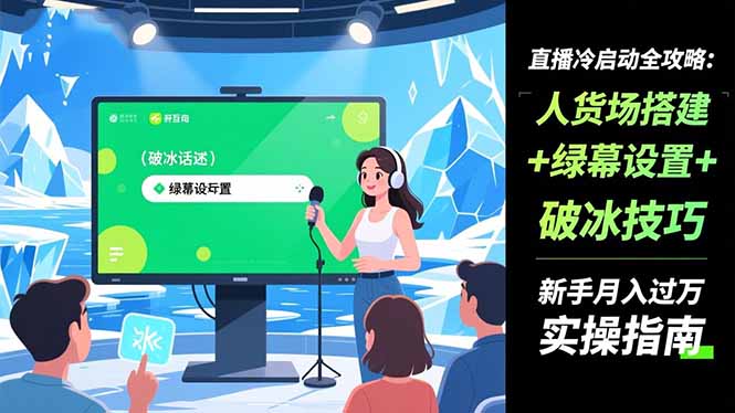 直播冷启动全攻略:人货场搭建+绿幕设置+破冰技巧，新手月入过万实操指南| 网创圈
