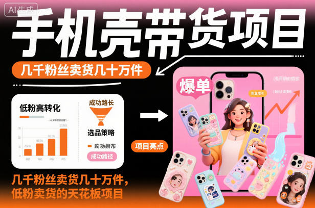 手机壳带货项目，几千粉丝卖货几十万件，短视频低粉卖货的天花板项目| 网创圈