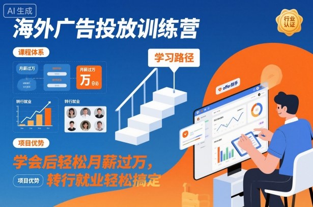 海外广告投放训练营，学会后轻松月薪过万，转行就业轻松搞定| 网创圈