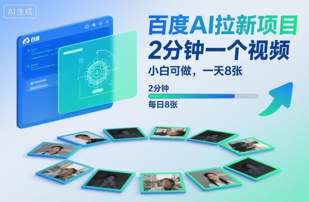 百度AI拉新项目，2分钟一个视频，小白可做，一天8张【附案例+保姆级教程】| 网创圈