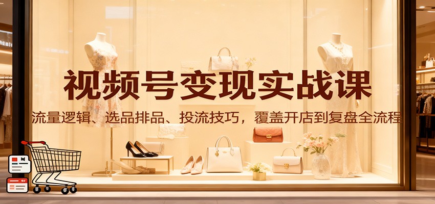视频号变现实战课：流量逻辑、选品排品、投流技巧，覆盖开店到复盘全流程| 网创圈