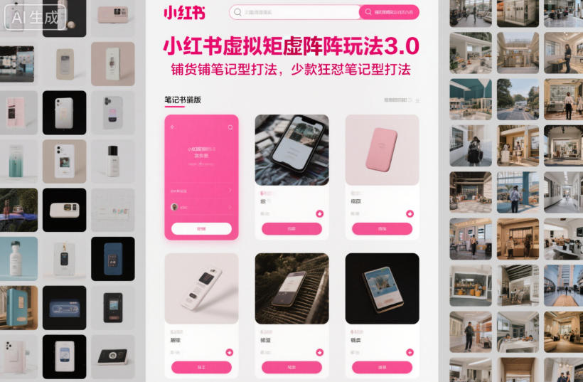 小红书虚拟矩阵玩法3.0，铺货铺笔记型打法，少款狂怼笔记型打法| 网创圈