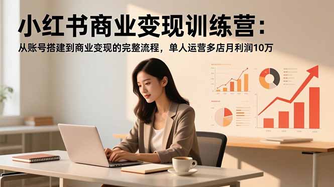 小红书商业变现训练营：从账号搭建到商业变现的完整流程，单人运营多店月利润10万| 网创圈