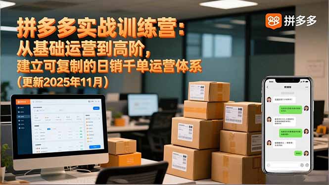 拼多多实战训练营：从基础运营到高阶，建立可复制的日销千单运营体系(更新11月| 网创圈